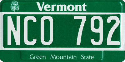 VT license plate NCO792