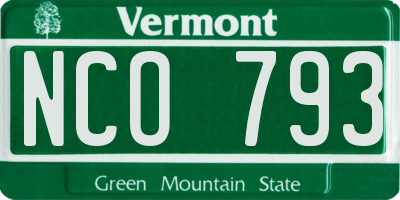 VT license plate NCO793