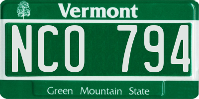 VT license plate NCO794