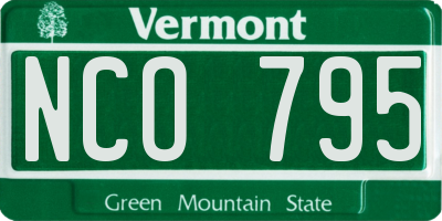 VT license plate NCO795
