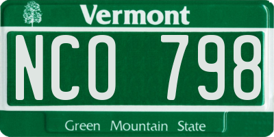 VT license plate NCO798