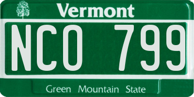 VT license plate NCO799