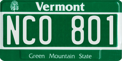 VT license plate NCO801