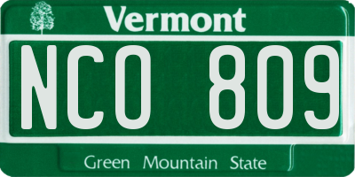 VT license plate NCO809