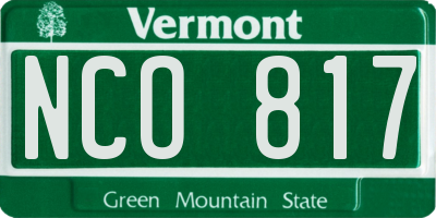 VT license plate NCO817