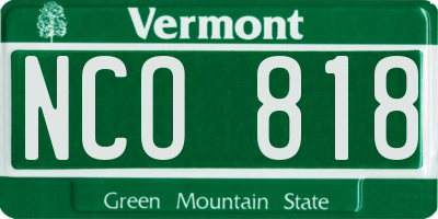 VT license plate NCO818