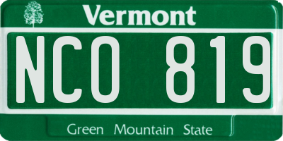 VT license plate NCO819
