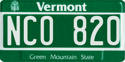 VT license plate NCO820