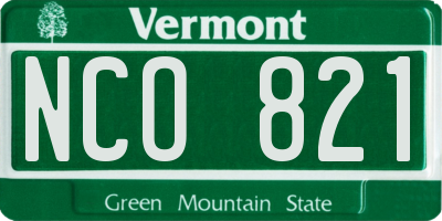 VT license plate NCO821