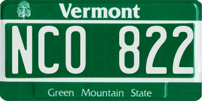 VT license plate NCO822