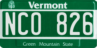 VT license plate NCO826