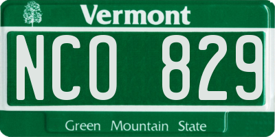 VT license plate NCO829