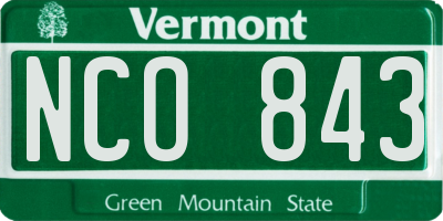 VT license plate NCO843