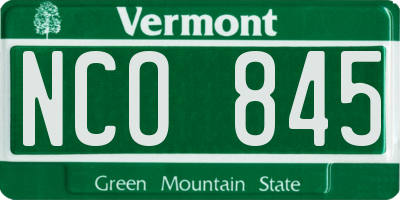 VT license plate NCO845