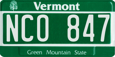 VT license plate NCO847