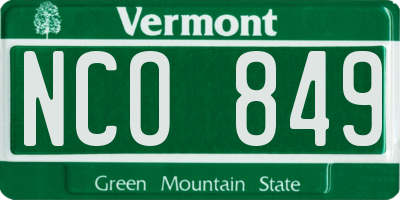 VT license plate NCO849