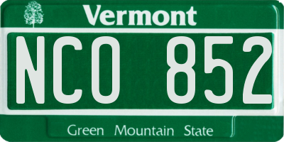 VT license plate NCO852