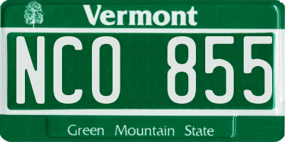 VT license plate NCO855