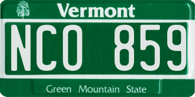 VT license plate NCO859