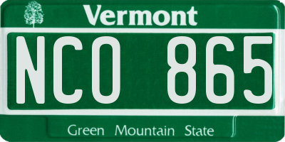 VT license plate NCO865