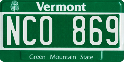 VT license plate NCO869