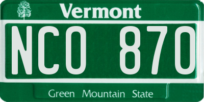 VT license plate NCO870