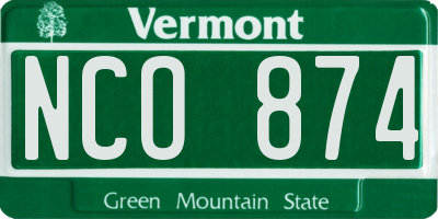 VT license plate NCO874