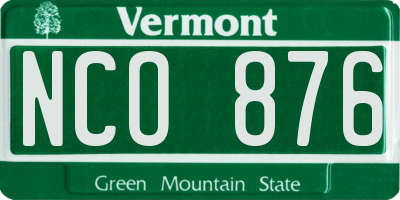VT license plate NCO876