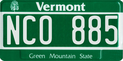 VT license plate NCO885