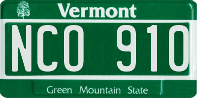 VT license plate NCO910