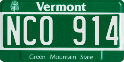 VT license plate NCO914
