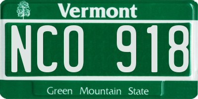 VT license plate NCO918