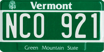 VT license plate NCO921