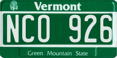 VT license plate NCO926
