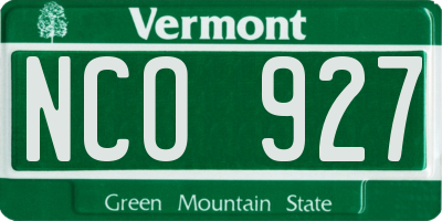 VT license plate NCO927