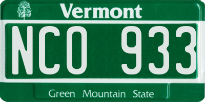 VT license plate NCO933