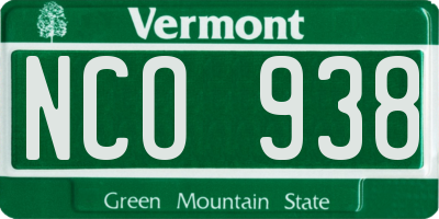 VT license plate NCO938