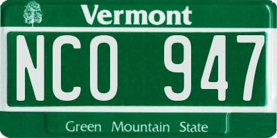 VT license plate NCO947