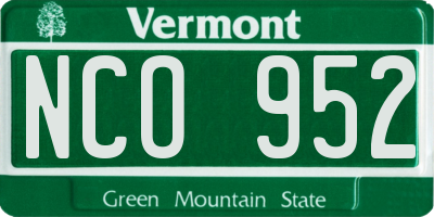 VT license plate NCO952