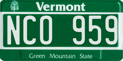 VT license plate NCO959