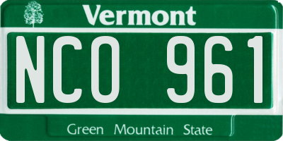VT license plate NCO961