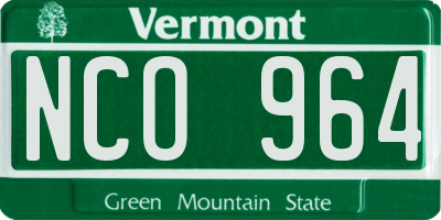 VT license plate NCO964