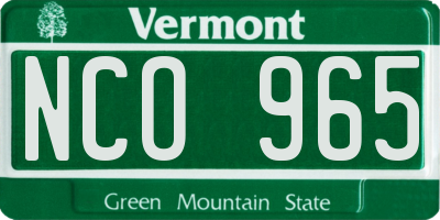 VT license plate NCO965
