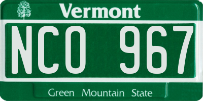 VT license plate NCO967