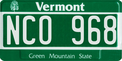 VT license plate NCO968