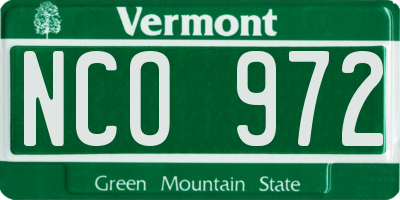 VT license plate NCO972