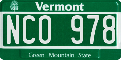 VT license plate NCO978