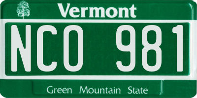 VT license plate NCO981