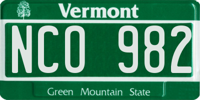 VT license plate NCO982