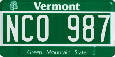 VT license plate NCO987